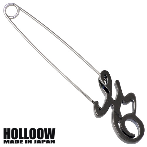 HOLLOOW(ホロウ) H ロゴ シルバー ピンブローチ ブラック