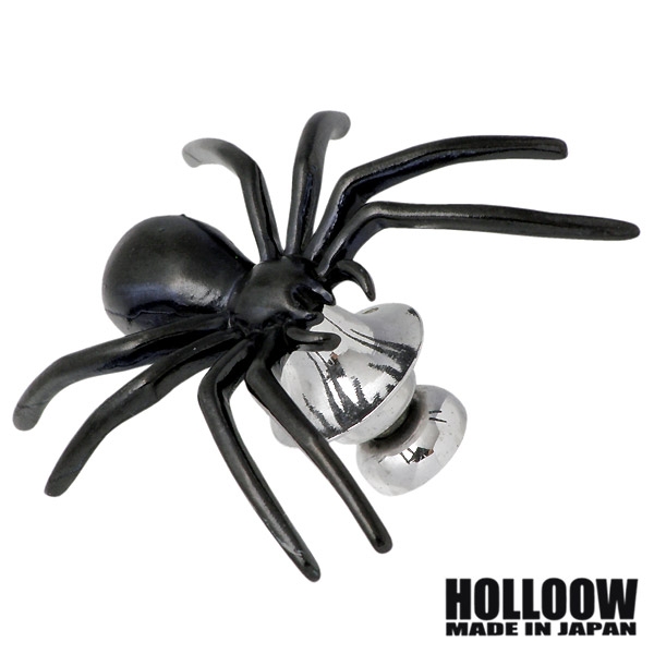 HOLLOOW(ホロウ) スモール スパイダー シルバー ピンブローチ ブラック クモ 蜘蛛