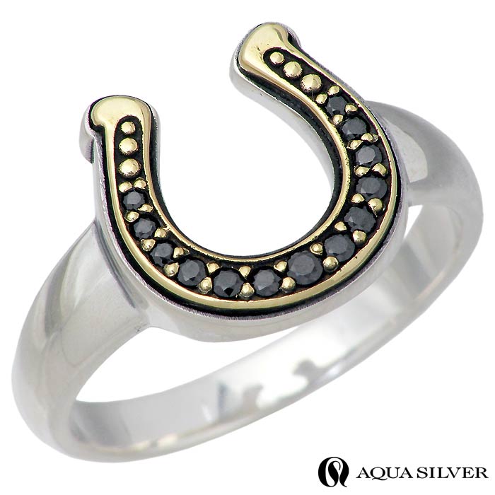 アクアシルバー AQUA SILVER シルバー リング 指輪 ホースシュー 馬蹄 キュービック メンズ 11～21号