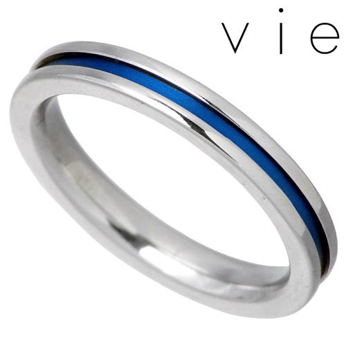 vie(ヴィー) ブルー ライン ステンレス リング 指輪 7～21号 青 BULE
