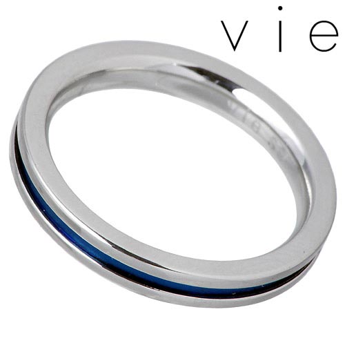 vie(ヴィー) ブルー ライン ステンレス リング 指輪 7～21号 青 BULE