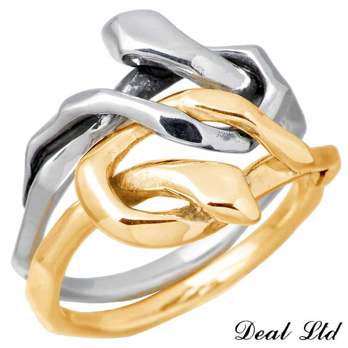 DEAL LTD(ディール エルティーディー) KNOT SNAKE RING DOUBLE K10 ゴールドコンビ リング 指輪 5～23号 メンズ レディース スネーク