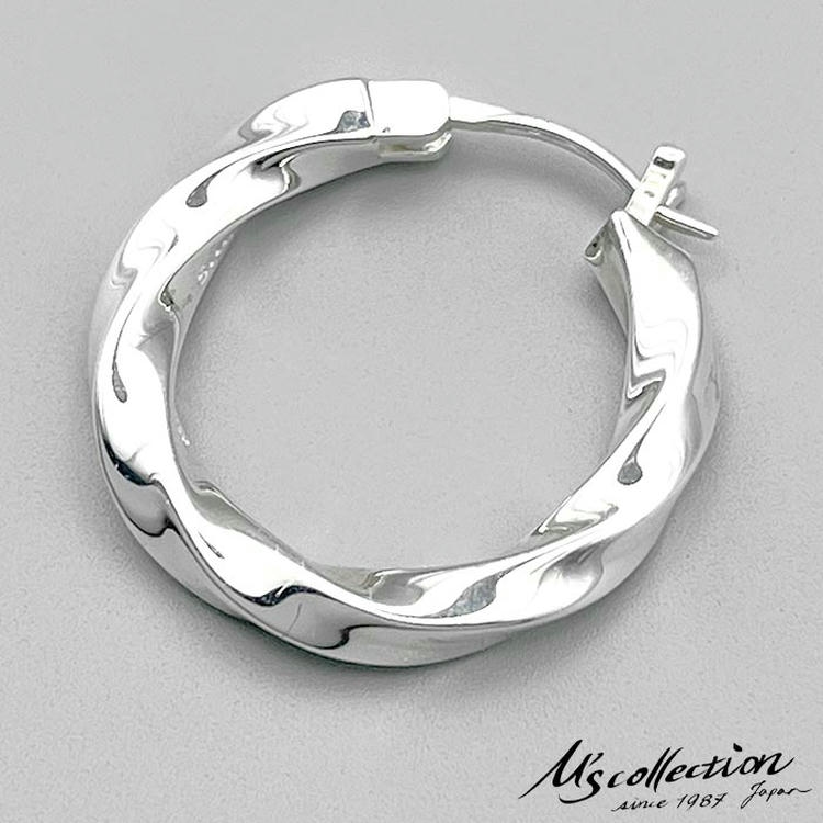 エムズコレクション M's collection シルバー フープ ピアス メンズ 片耳用 FINE TWIST WIRE HOOP PIERCE M FE-011