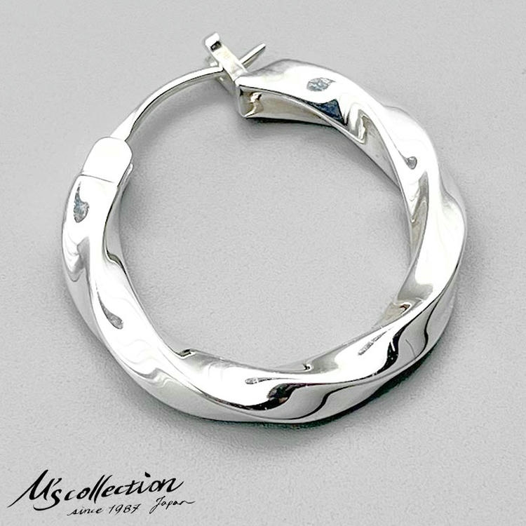 エムズコレクション M's collection シルバー フープ ピアス メンズ 片耳用 FINE TWIST WIRE HOOP PIERCE M FE-011