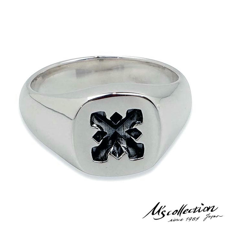 エムズコレクション M's collection シルバー リング 指輪 13号~21号 TRIPLE X STUDS SEAL RING XR-040