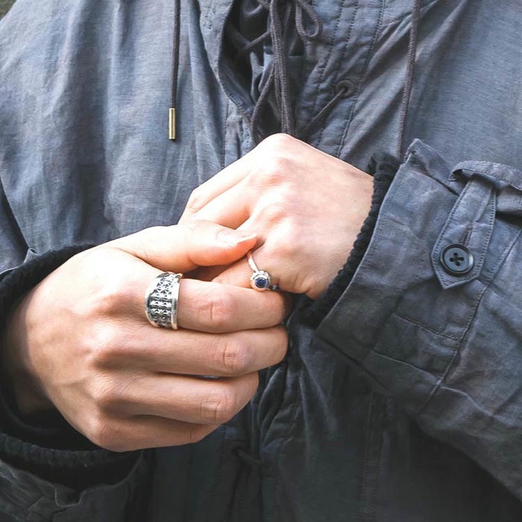 エムズコレクション M's collection シルバー リング 指輪 14号~30号 TRIPLE X STUDS V BAND RING XR-052