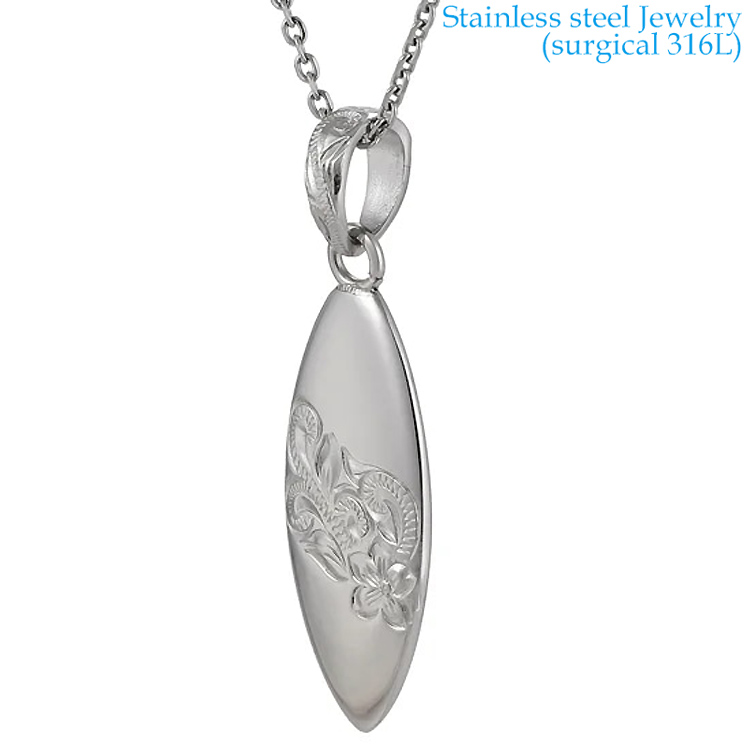 ハワイアンジュエリー リバーシブル サーフボード ペンダント サージカルステンレス316L 金属アレルギーフリー 記念日 医療用ステンレス製 GPSS1387