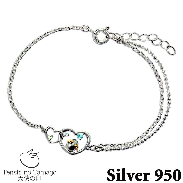 天使の卵 Tenshi no Tamago ダブル ハート シルバー ブレスレット tenshi-5115WEB