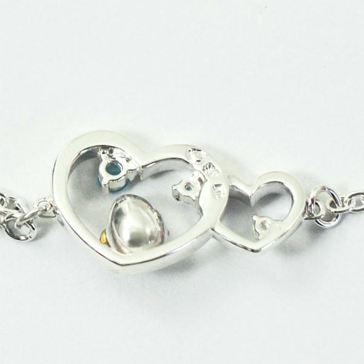 天使の卵 Tenshi no Tamago ダブル ハート シルバー ブレスレット tenshi-5115WEB