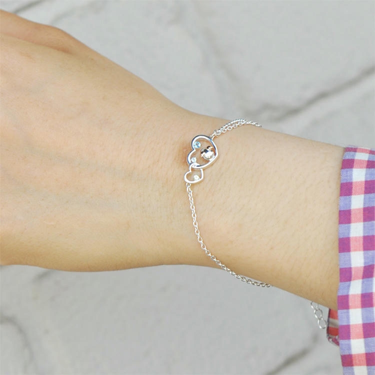 天使の卵 Tenshi no Tamago ダブル ハート シルバー ブレスレット tenshi-5115WEB